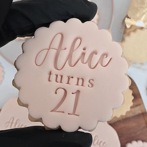 Customised Name and age Cookie Stamp Set, Birthdays, M&S size cookie cutter, personalised biscuit stamp, clay stamp, custom stamp