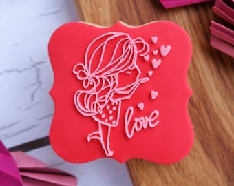 Valentine day Love embosser fondant stamp, acrylic Debosser for cookies, cupcakes