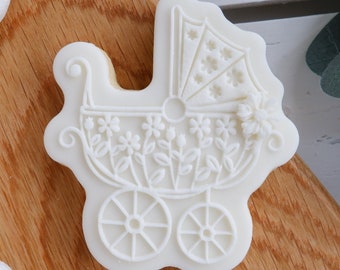 Baby Pram Fondant Embosser Stamp and Cutter Set: Acrylic Cookie stamp, Cupcake, Cake Decorating