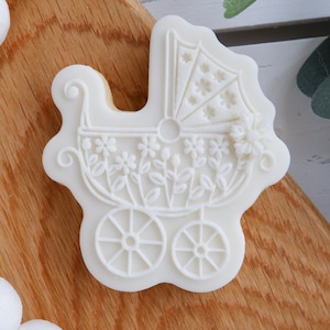Baby Pram Fondant Embosser Stamp and Cutter Set: Acrylic Cookie stamp, Cupcake, Cake Decorating
