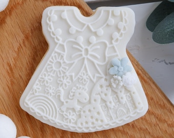 Baby Girl Dress Fondant Embosser Stamp and Cutter Set: Acrylic Debosser