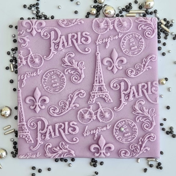 Paris pattern debosser fondant stamp, acrylic Debosser for cookies, cupcakes