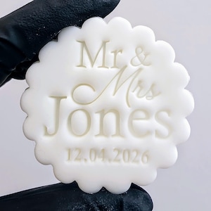 Custom Mr and Mrs Name Date Fondant Stamp, Wedding Cookie Biscuit Embosser, Cake Icing Cupcake Stencil, Clay stamp, personalised cookie
