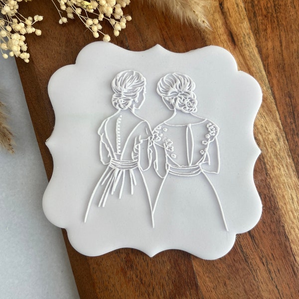 Wedding Bridesmaids embosser fondant stamp, acrylic Debosser for cookies, cupcakes