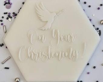Christening embosser acrylic fondant stamp, debosser for cookies, cupcakes, and cake decorating