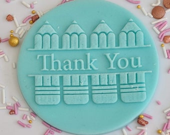 Timbro in acrilico per fondente "Grazie insegnante", per decorare biscotti, cupcake e torte.