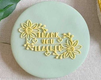 Timbro in acrilico per fondente "Grazie insegnante", per decorare biscotti, cupcake e torte.