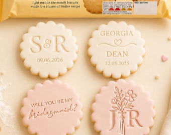 Personalised M&S size Wedding Cookie Stamp collection | M and S Biscuit  and Cupcake Sizes | Custom Wedding | Engagement | Bridal Shower