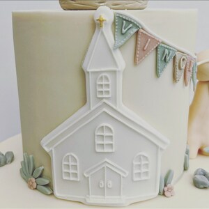 Church Fondant Cookie Stamp with Cutter Set: Acrylic Embosser