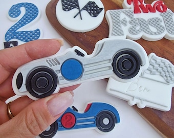 レーシングカークッキースタンプ＆カッターセット：アクリルエンボッサー