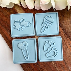 Sello de relieve para fondant Baby Blocks, sello de relieve acrílico para galletas y cupcakes.