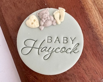 Baby and First name impression embosser fondant stamp, acrylic Debosser for cookies, cupcakes