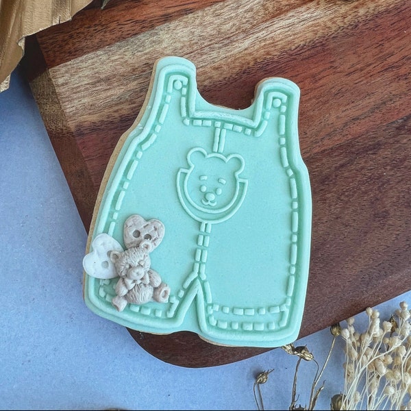 Baby romper embosser & Cookie Cutter Combo acrylic fondant stamp, embosser for cookies, cupcakes, and cake decorating debosser