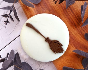 Broom embosser fondant stamp, acrylic embosser for cookies, cupcakes, and cake decorating