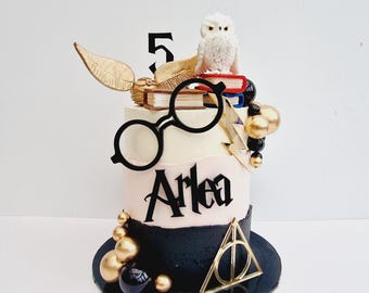 Wizard Cake Topper Set: Acrylic Personalized Birthday Party Decorations