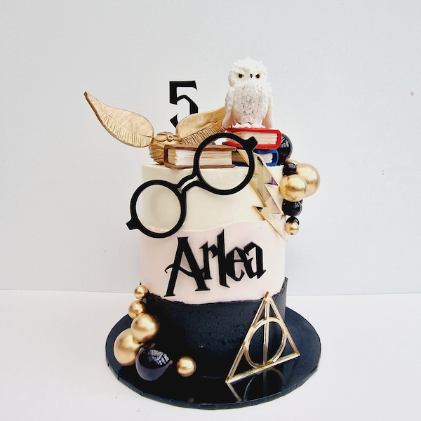 Wizard Cake Topper Set: Acrylic Personalized Birthday Party Decorations