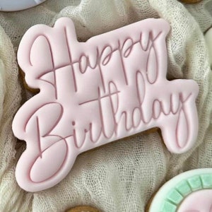 Happy Birthday Fondant Keks Stempel- und Ausstechstempel-Set: Acryl Prägezange für Kekse
