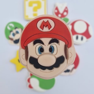 Cortador de galletas y sello de fondant de Super Mario, Super Mario Bros, cortador de galletas de Super Mario, sellos de galletas con temática de Mario, personalizados, impresos en 3D