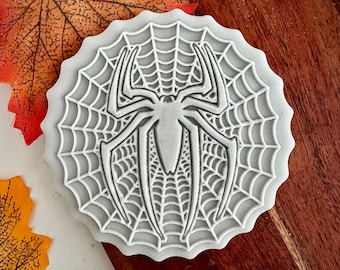 Spider in a web embosser fondant stamp and cutter, acrylic Debosser for cookies, cupcakes