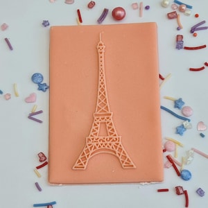 Paris acrylic debosser fondant stamp and matching Cutter, acrylic embosser for cookies, cupcakes, and cake decorating