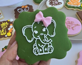 Sello para fondant con relieve Safari, estampador acrílico para galletas, cupcakes y decoración de pasteles