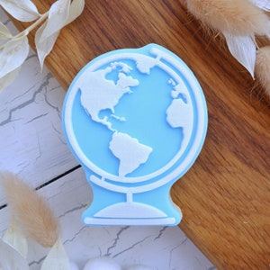 Carimbo de fondant em relevo globo e cortador correspondente, Debosser acrílico para biscoitos, cupcakes e debosser de decoração de bolos