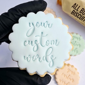 Customised fondant stamp embosser, Baby Shower, Birthday, Wedding cookies Hen party M&S size cookie cutter, personalised biscuit cookies
