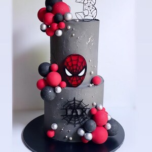 Set de adornos para tarta de Spider-Man: nombre y edad personalizados, decoración de recuerdo para fiestas imagen 5