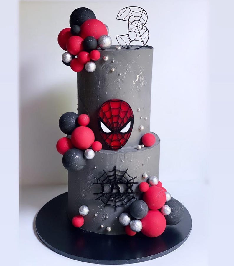 Set de adornos para tarta de Spider-Man: nombre y edad personalizados, decoración de recuerdo para fiestas imagen 5