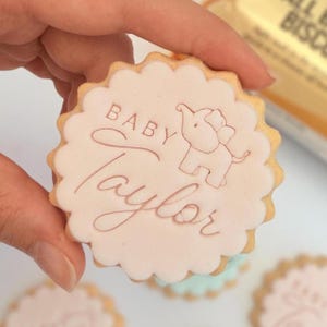 Customised Baby Name Cookie Stamp Set, Perfect for Baby Showers and Birthdays! M&S size cookie cutter, personalised cookie stamp, clay stamp