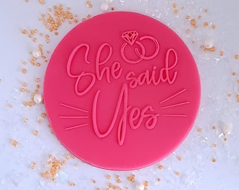 Ona powiedziała tak Embosser, Cupcake akrylowy, Cookie Embosser, Fondant Stamp