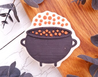 Juego de sellos y cortadores de galletas de fondant de caldero: Grabador acrílico de Halloween