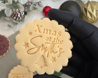 Personalized Christmas at the Cookie Stamp Set: M&S Size, Fondant Biscuit Stamp, Christmas at the cookie stamp
