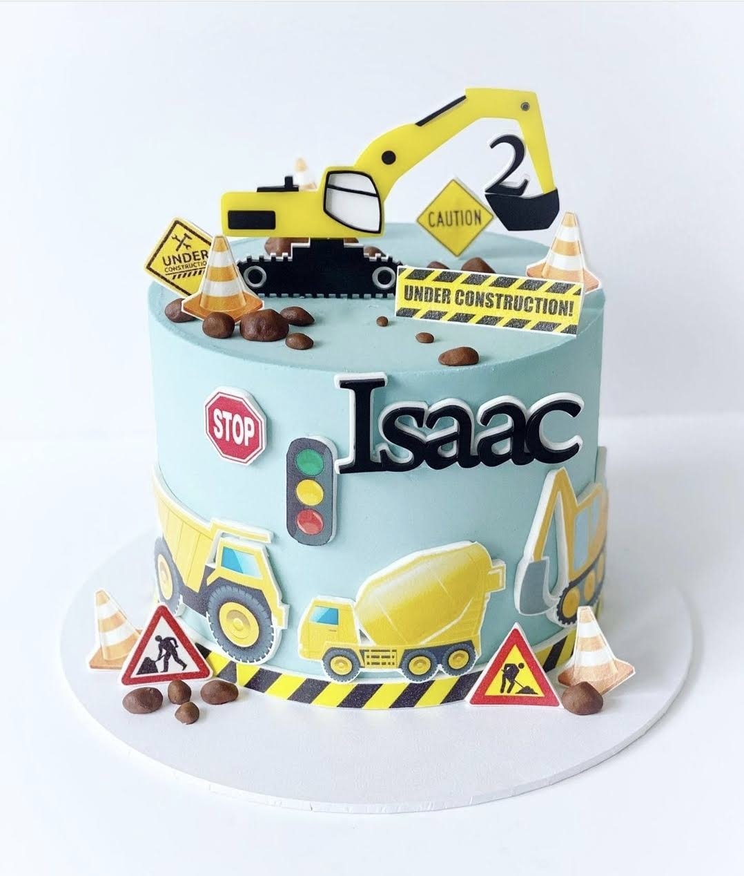 Excavator Birthday Cake Topper Set: Custom Acrylic Topper