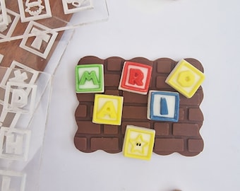 Mario font Blocks impression embosser fondant stamp, acrylic Debosser for cookies, cupcakes