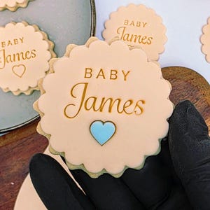 Customised Baby Name Cookie Stamp Set, Baby Showers and Birthdays, M&S size cookie cutter, personalised biscuit stamp, clay stamp