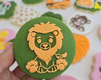 Sello para fondant con relieve Safari, estampador acrílico para galletas, cupcakes y decoración de pasteles