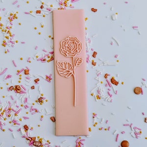 フラワーフォンダンデボッサースタンプ＆カッターセット：アクリルクッキーエンボッサー