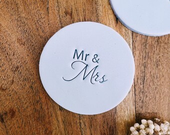Mr and Mrs impression embosser fondant stamp, acrylic Debosser for cookies, cupcakes