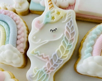 Set koekjesstempels en uitstekers voor eenhoornfondant: acrylembosser