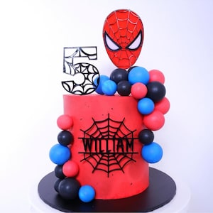 Spider-Man Cake Topper Set: Custom Name & Age, Keepsake Party Decor