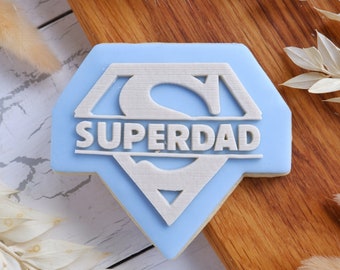 Super Dad Fondant Cookie Stamp with Cutter Set: Acrylic Embosser