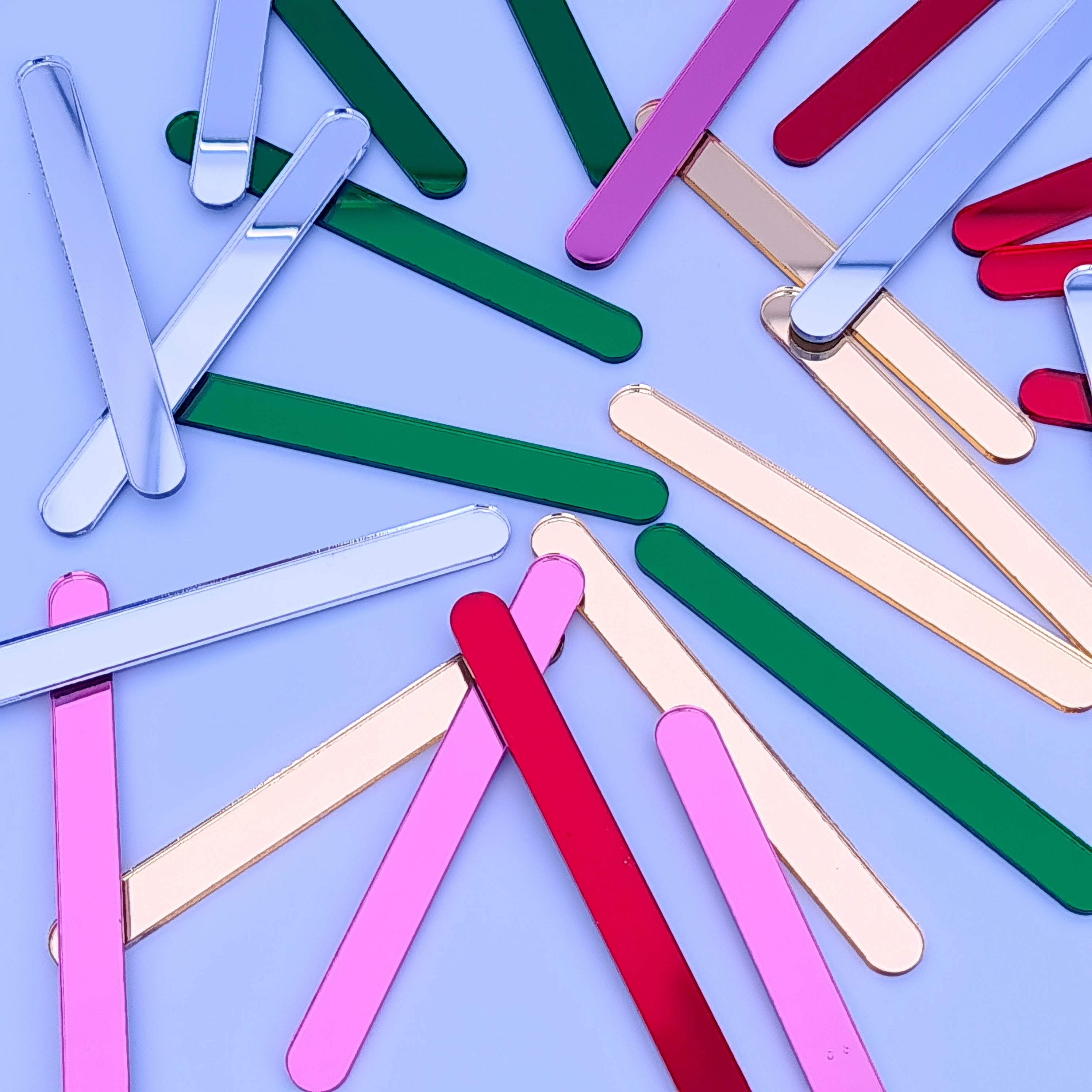 10 Acrylic Cakesicle Sticks Popsicle Lollipop Pastel Mirror