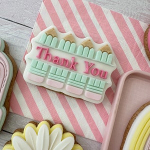 Thank You Fondant Cookie Stamp & Cutter Set: Acrylic Embosser