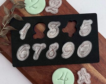 Juego de números para impresión en relieve de fondant, estampador acrílico para galletas y cupcakes.