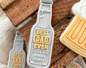 Father's Day Beer Bottle Cookie Embosser Stamp and Cutter