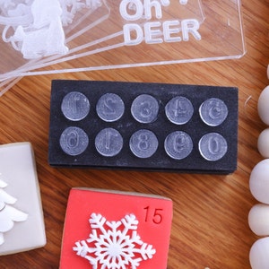 Mini Number set 0-9  impression embosser fondant stamp, acrylic Debosser for cookies, cupcakes