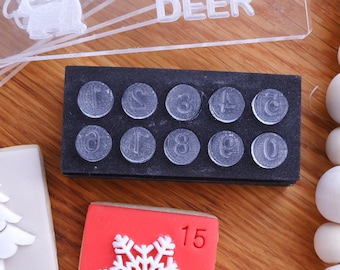 Mini Number set 0-9  impression embosser fondant stamp, acrylic Debosser for cookies, cupcakes