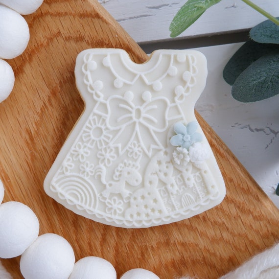 Baby Girl Dress Fondant Embosser Stamp and Cutter Set: Acrylic Debosser