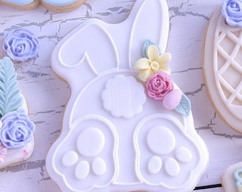 Easter embosser fondant stamp and matching Cutter, acrylic Debosser for cookies, cupcakes, and cake decorating debosser